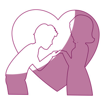 heart with silhouette of couple in love icon over white background vector illustration