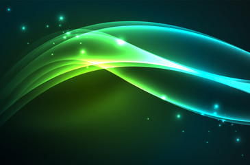 Vector glowing wave, smoke