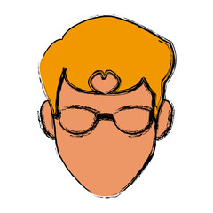 cartoon head young man faceless character