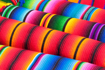 Typical traditional Guatemalan weaves in vibrant colors