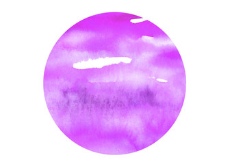 Abstract watercolor stain, blot. pink, purple color on white isolated background. Round shape, for the logo, for your design, postcards and other things. Beautiful art background.