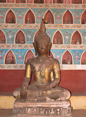 Vientiane Capital: 7 JULY 2017, Old buddha statue in Wat Sisakhet, Laos