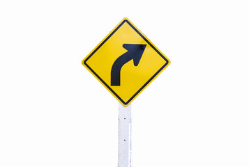 Traffic Signs yellow board on white background isolated