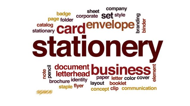 Stationery animated word cloud, text design animation.