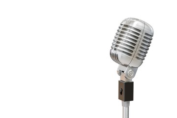 Fototapeta premium 3D rendered illustration of silver retro microphone. Isolated on white background.