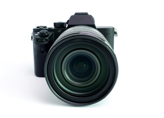 digital mirrorless photo camera with zoom lenses