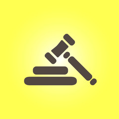 Auction hammer pictogram. Law judge gavel icon. Flat design style.
