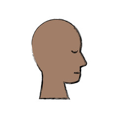 human head or profile silhouette isolated on white background