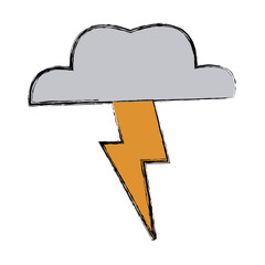 Lightning Thunder Cloud In Cartoon Free Style Hand Drawn Illustration Vector Isolated