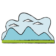 Obraz premium cartoon mountain meadow cloud landscape