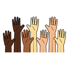 human hands icon over white background colorful design vector illustration