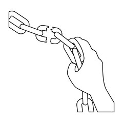 hand grabbing a broken chain icon over white background vector illustration