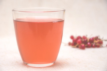 Red compote of berries in a glass.
