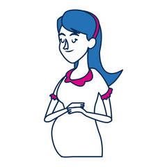 cute pregnant woman caressing her belly