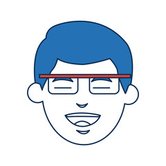 man cartoon with blue hair face portrait