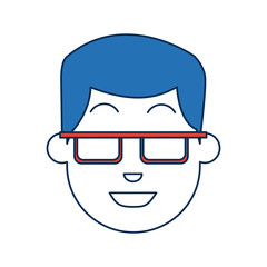 man cartoon with blue hair face portrait