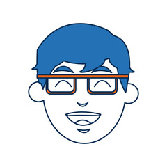 man cartoon with blue hair face portrait