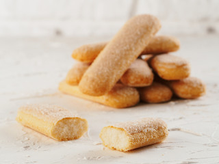 ladyfinger savoiardi biscuit cookies close up