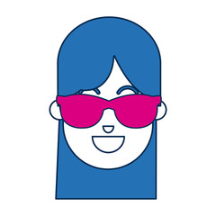 portrait of blue hair woman character face