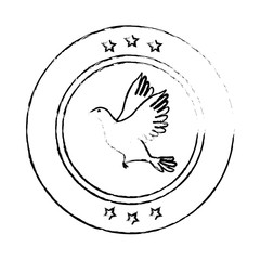 seal stamp with dove icon over white background vector illustration
