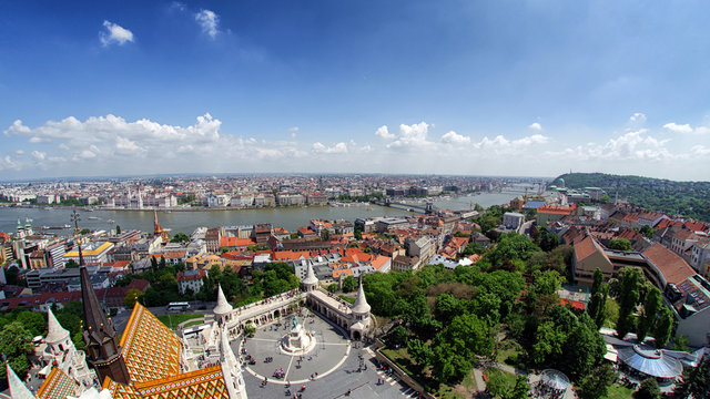 Panoramic view on Budapest from buda castle hill, Hungary
