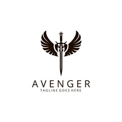 Avenger logo. Angel sword logotype  - 163737501
