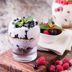 yogurt with muesli and berries