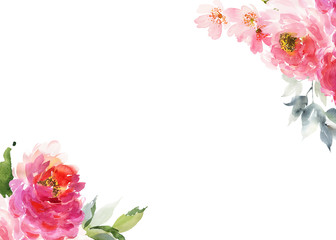 Greeting card with watercolor flowers handmade.