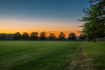 Fototapeta na wymiar Soccer field sunset