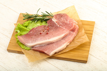 Raw pork steak