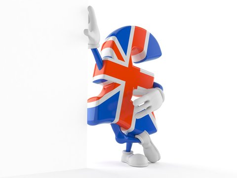 Pound currency character leaning against a wall