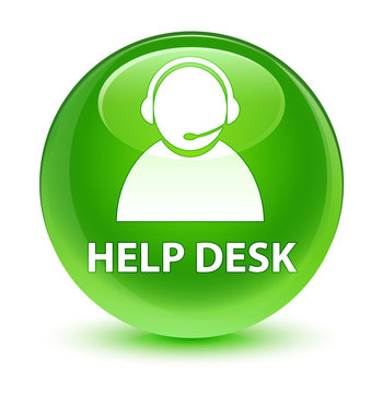 Help desk (customer care icon) glassy green round button