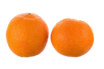 Two ripe juicy orange isolated on white background