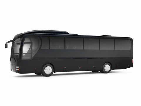 Black big tour bus isolated on a white background. 3D rendering