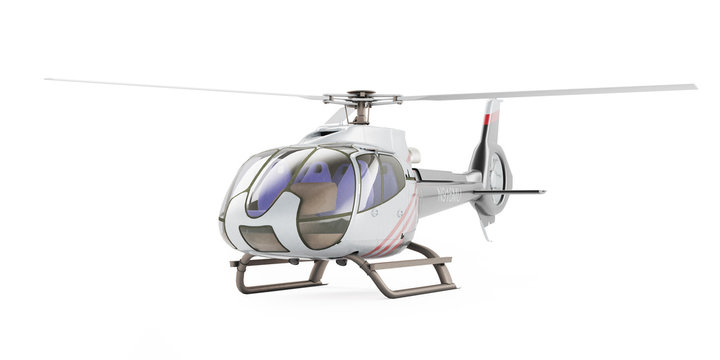 Helicopter isolated on the white background. 3D rendering, front view