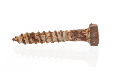Rusted old screw isolated