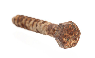 Rusted old screw isolated