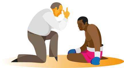 The referee and boxer, who fell after striking an opponent