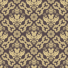 Orient vector classic pattern. Seamless abstract background with repeating elements. Orient brown and golden background