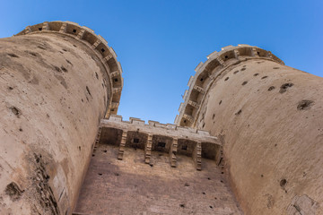 Towers of the old city gate Torres de Quart in Valencia
