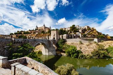 Panoramic view of Toledo Spain on a summer day
