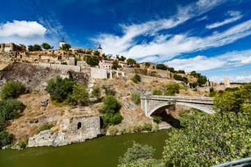 Panoramic view of Toledo Spain on a summer day