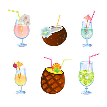 Flat icons set of popular alcohol cocktail.
