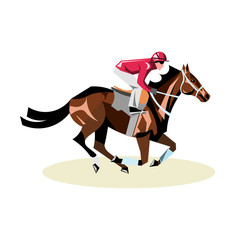 Jockey on horse. Horse racing. Horse riding.