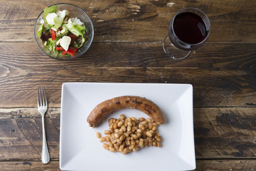 Typical food Catalonia (botifarra with mongetes)