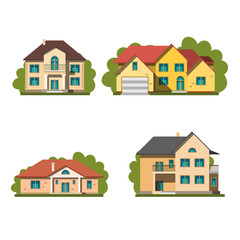 Colorful flat residential houses