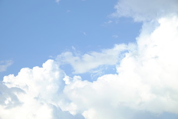 Soft White fluffy clouds in blue sky