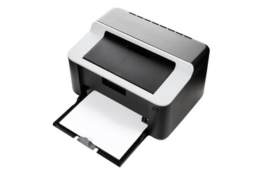 Compact laser home printer isolated on white background