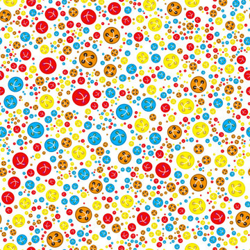 Pattern with red, orange blue yellow buttons