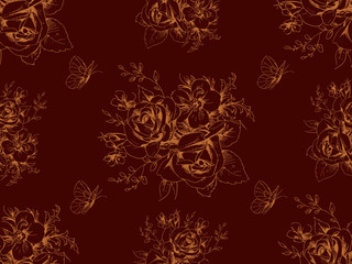 Obraz na płótnie Canvas Seamless beautiful pattern with floral motivies and butterflies 2